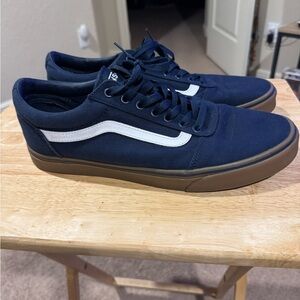 Vans Blue and White Old Skool Sneakers with Signature Stripe